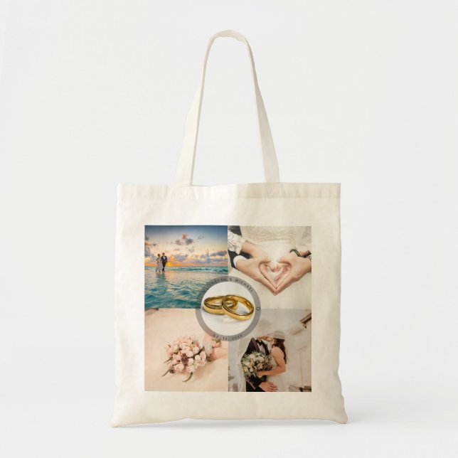 Create Your Own Bride and Groom Wedding Photo Tote Bag (Front)