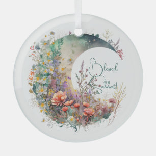 Create Your Own Bright Sunset Floral Crescent Moon Glass Tree Decoration