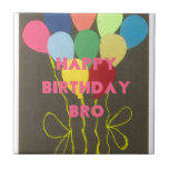 Create Your Own Brother’ Happy Birthday Bro Tile<br><div class="desc">Happy Birthday Bro. Cute lovely heard balloons with different colours. The Amazing elegant colourful balloons friendly inspirational birthday cards, nice cool Kenya coffee brown is great with the cool white border for any perfect amazing moments full of fun, and the greatest gifts of all the true gift of life bestowed...</div>