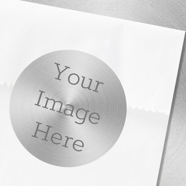 Create Your Own Brushed Metallic Silver Radial Classic Round Sticker (Creator Uploaded)