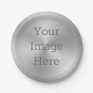 Create Your Own Brushed Radial Platinum Silver Paper Plate
