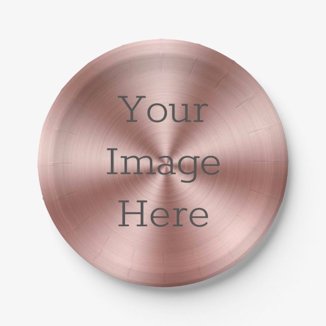 Create Your Own Brushed Radial Rose Gold Metallic Paper Plate (Front)