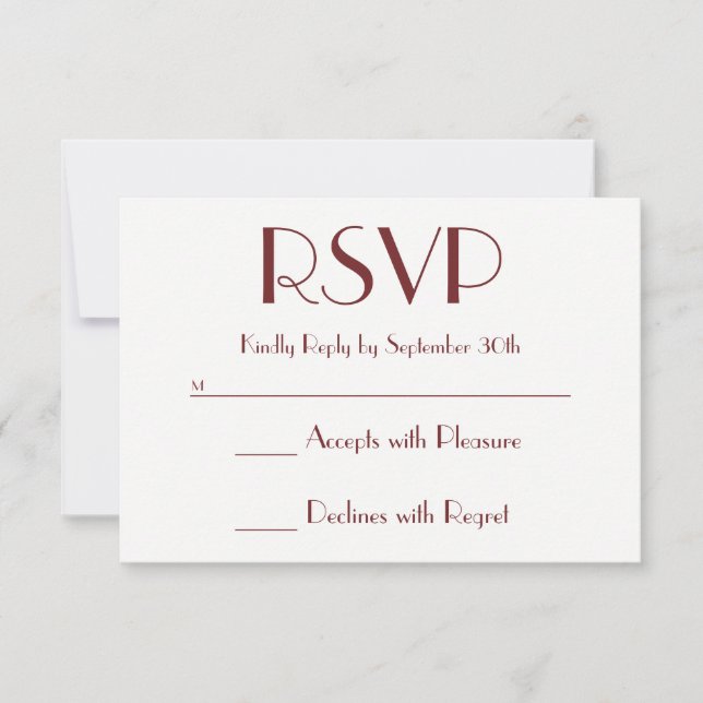 Create Your Own Burgundy and White RSVP (Front)