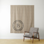 Create Your Own Burlap Logo Anniversary Monogram Tapestry<br><div class="desc">Make your own simple, classy, unique monogram with this custom logo design with retro typography over a light, natural brown burlap image background. Replace the sample text with your family initial, names, wedding date or other text for a personalised gift. Makes a wonderful gift for Wedding, Anniversary, housewarming or hostess,...</div>