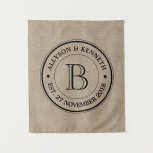 Create Your Own Burlap Logo Anniversary Monogram Tapestry