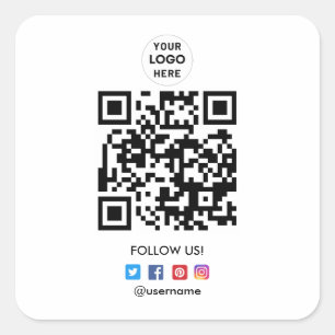Create Your Own  Business  Social Media QR Code Square Sticker