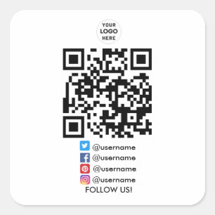 Create Your Own Business Social Media QR Code Square Sticker