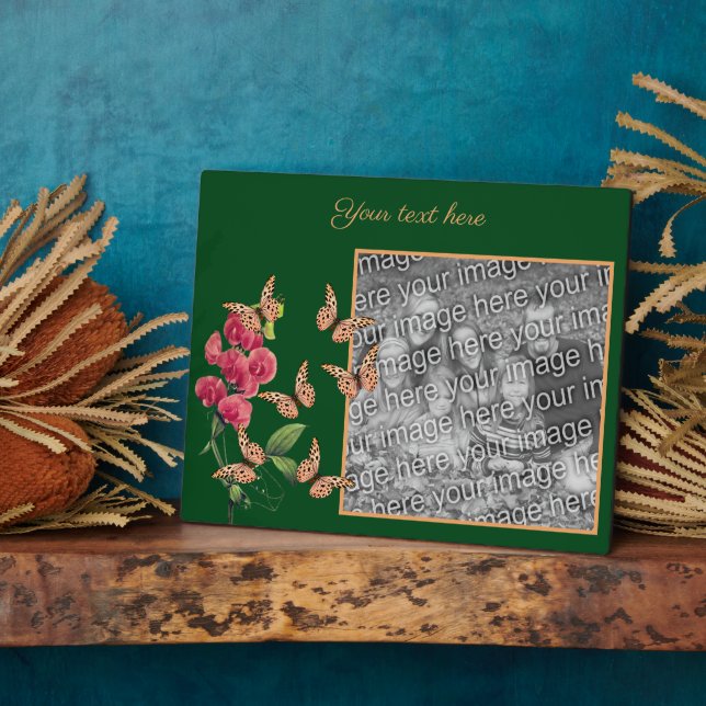 Create Your Own Butterflies And Flower Photo Plaque (Side)