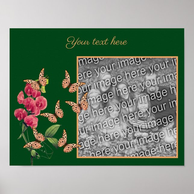 Create Your Own Butterflies And Flower Photo Poster (Front)