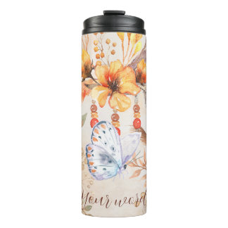 Create Your Own Butterfly & Flowers Thermal Tumbler