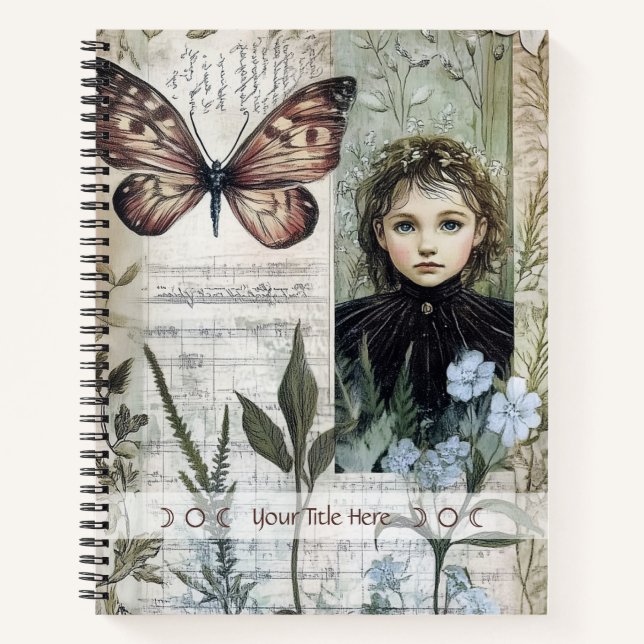 Create Your Own Butterfly Hedge Witch Botanical Notebook (Front)