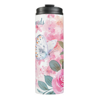 Create Your Own Butterfly & Pink Roses Thermal Tumbler