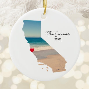 Create Your Own California Vacation Photo Ceramic Tree Decoration