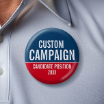 Create Your Own Campaign Gear - Red and Blue 6 Cm Round Badge<br><div class="desc">This basic, minimal design includes a blue and red background with classic fonts. This traditional design works great for a city council campaign or local school board. Are you looking for election materials that you can use for a local election? This design is easy to customise. Add your name or...</div>