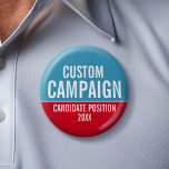 Create Your Own Campaign Gear - Red and Teal 6 Cm Round Badge<br><div class="desc">This basic, minimal design includes a teal blue and red background with classic fonts. This traditional design works great for a city council campaign or local school board. Are you looking for election materials that you can use for a local election? This design is easy to customise. Add your name...</div>