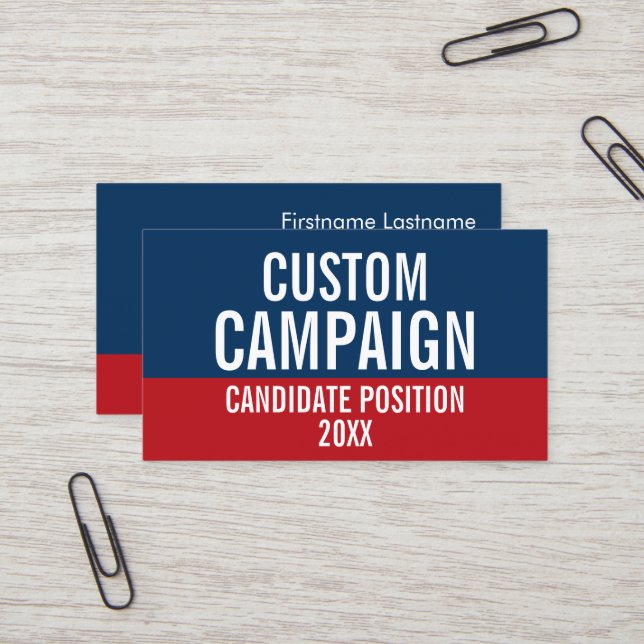 Create Your Own Campaign Gear Red Blue Business Card (Front/Back In Situ)