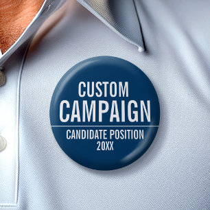 Create Your Own Campaign Gear - White and Blue 6 Cm Round Badge