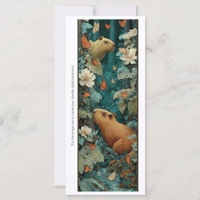 Create Your Own Capybara Flowers Bookmark Card (Front)