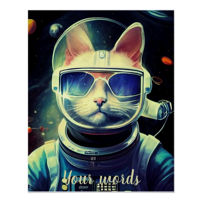 Create Your Own Cat in Space Astronaut Poster (Front)
