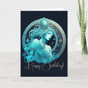 Create Your Own Celestial Aquarius Zodiac Holiday Card