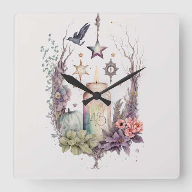 Create Your Own Celestial Autumn Square Wall Clock (Front)