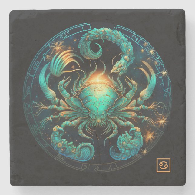 Create Your Own Celestial Cancer Stone Coaster (Front)