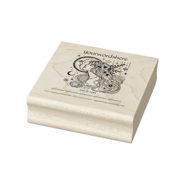 Create Your Own Celestial Crescent Moon Love Flora Rubber Stamp (Stamp)