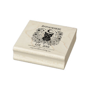 Create Your Own Celestial Crystals Black Cat Flora Rubber Stamp