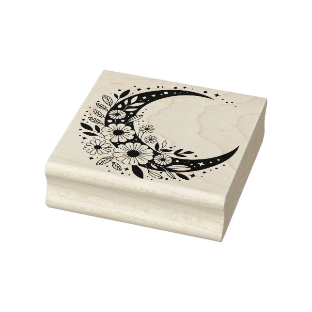 Create Your Own Celestial Daisies Crescent Moon Rubber Stamp (Stamp)