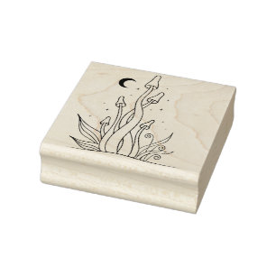Create Your Own Celestial Field Mushrooms Floral Rubber Stamp