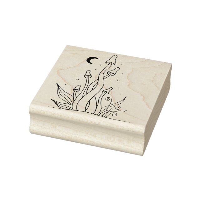 Create Your Own Celestial Field Mushrooms Floral Rubber Stamp (Stamp)