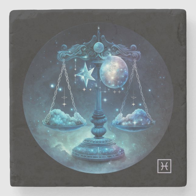 Create Your Own Celestial Libra Stone Coaster (Front)