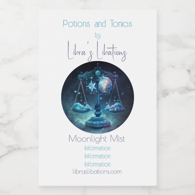 Create Your Own Celestial Libra Zodiac Wine Label (Single Label)