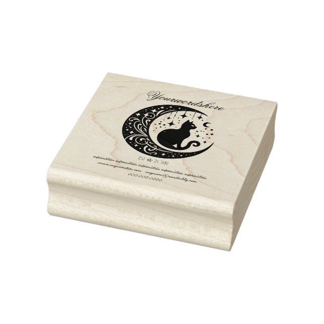 Create Your Own Celestial Lunar Magic Black Cat Rubber Stamp (Stamp)