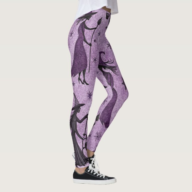 Create Your Own Celestial Purple Black Witches Leggings (Right)