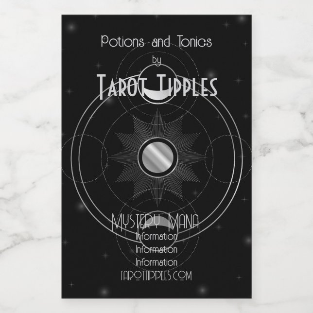 Create Your Own Celestial Silver Moons Tarot Wine Label (Single Label)