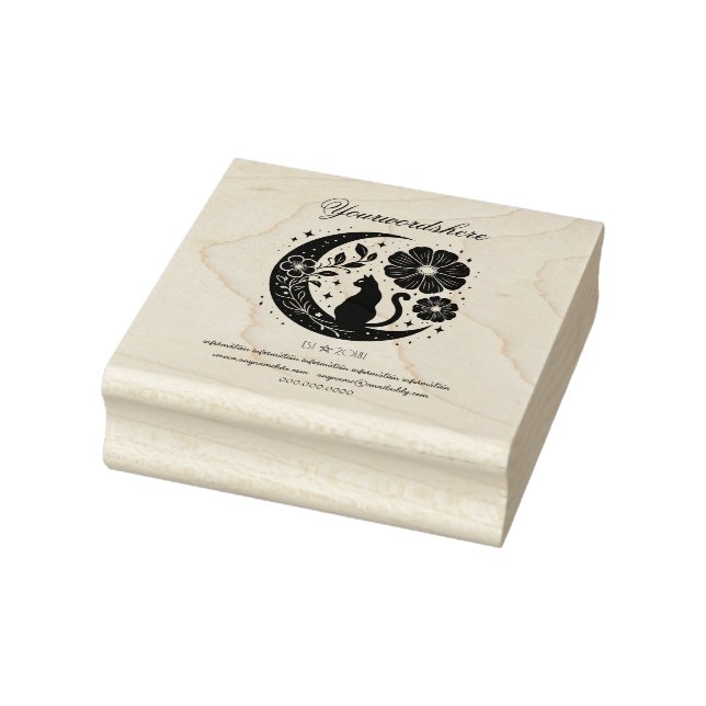 Create Your Own Celestial Sky Flowers Black Cat Rubber Stamp (Stamp)