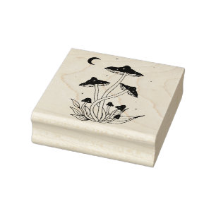 Create Your Own Celestial Starry Night Toadstools Rubber Stamp