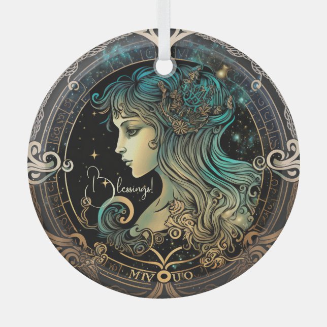 Create Your Own Celestial Virgo Zodiac Glass Tree Decoration (Front)