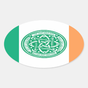 Create Your Own Celtic Knot Shamrock Green Irish Oval Sticker