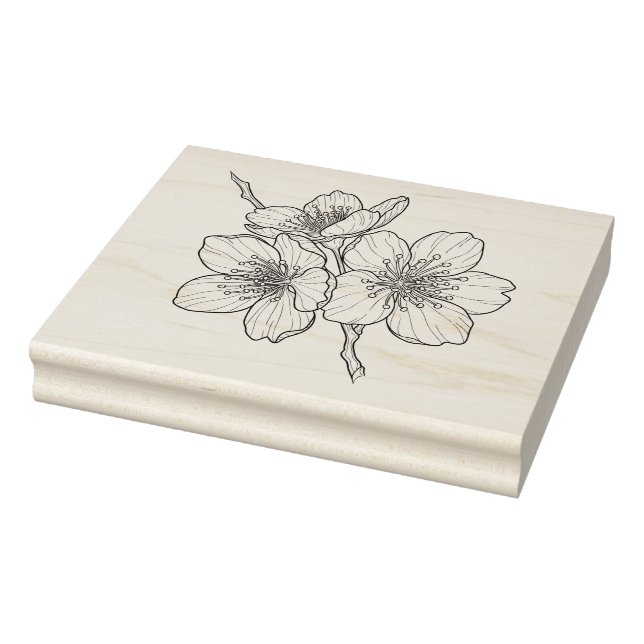 Create Your Own Cherry Blossom Flower Trio Rubber Stamp (Stamp)
