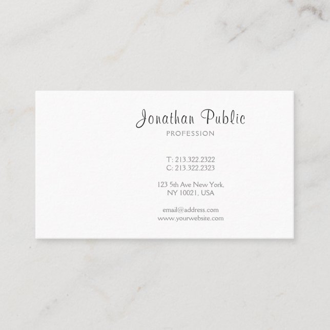 Create Your Own Chic Minimalistic Modern Simple Business Card (Front)