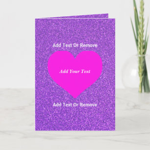 Create Your Own Chic Purple Glitter & Pink Heart Card