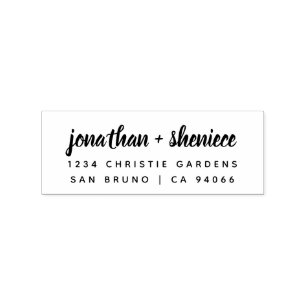 Create Your Own Chic Wooden Wedding Return Address Rubber Stamp