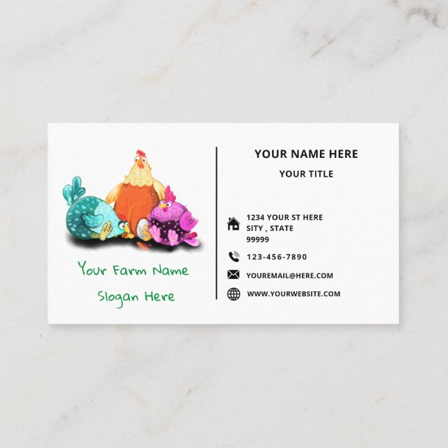 Create Your Own Chicken Funny Business Cards (Back)