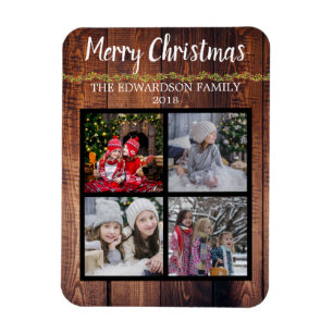 Create your own christmas family photo collage magnet
