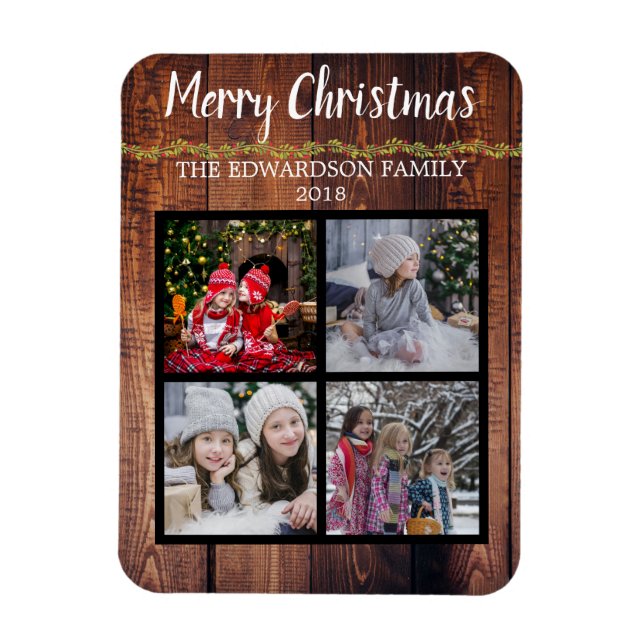 Create your own christmas family photo collage magnet (Vertical)
