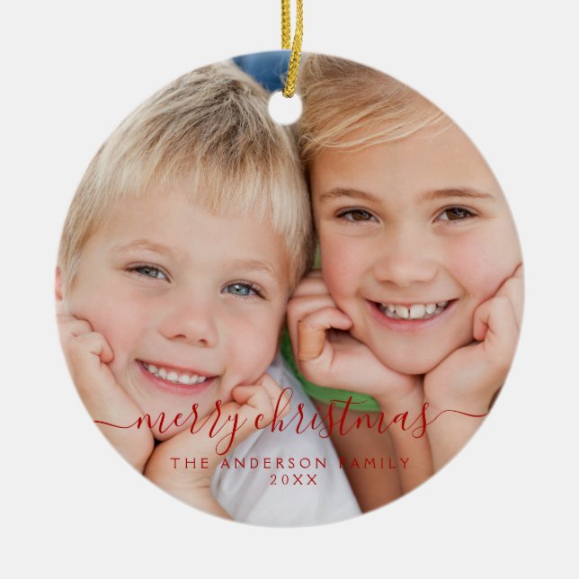 Create Your Own Christmas Family Photo Template Ceramic Tree Decoration (Front)
