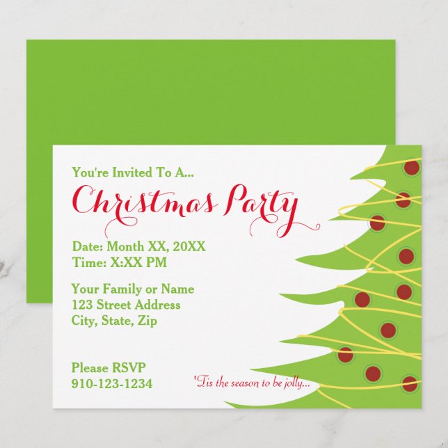 Create Your Own Christmas Party Invitation (Front/Back)