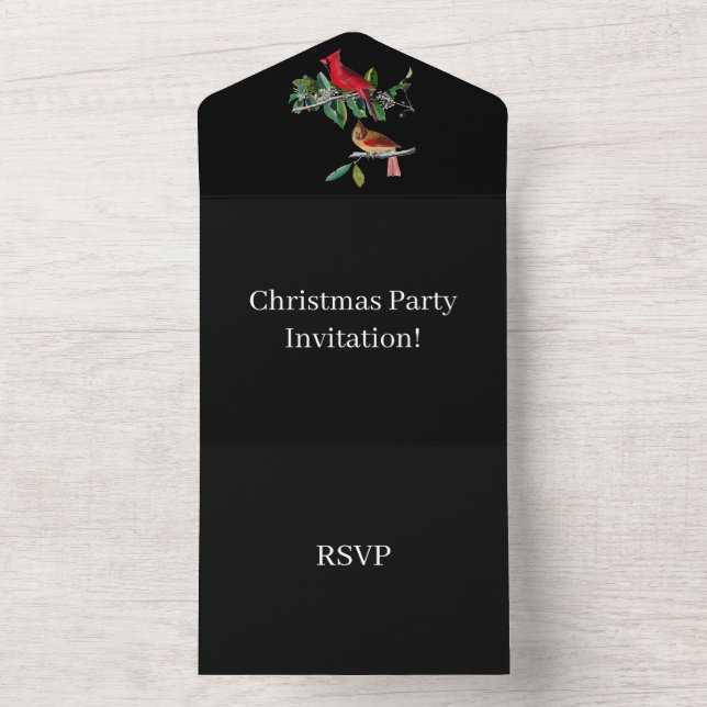 Create Your Own Christmas Party RSVP Black All In One Invitation (Inside)
